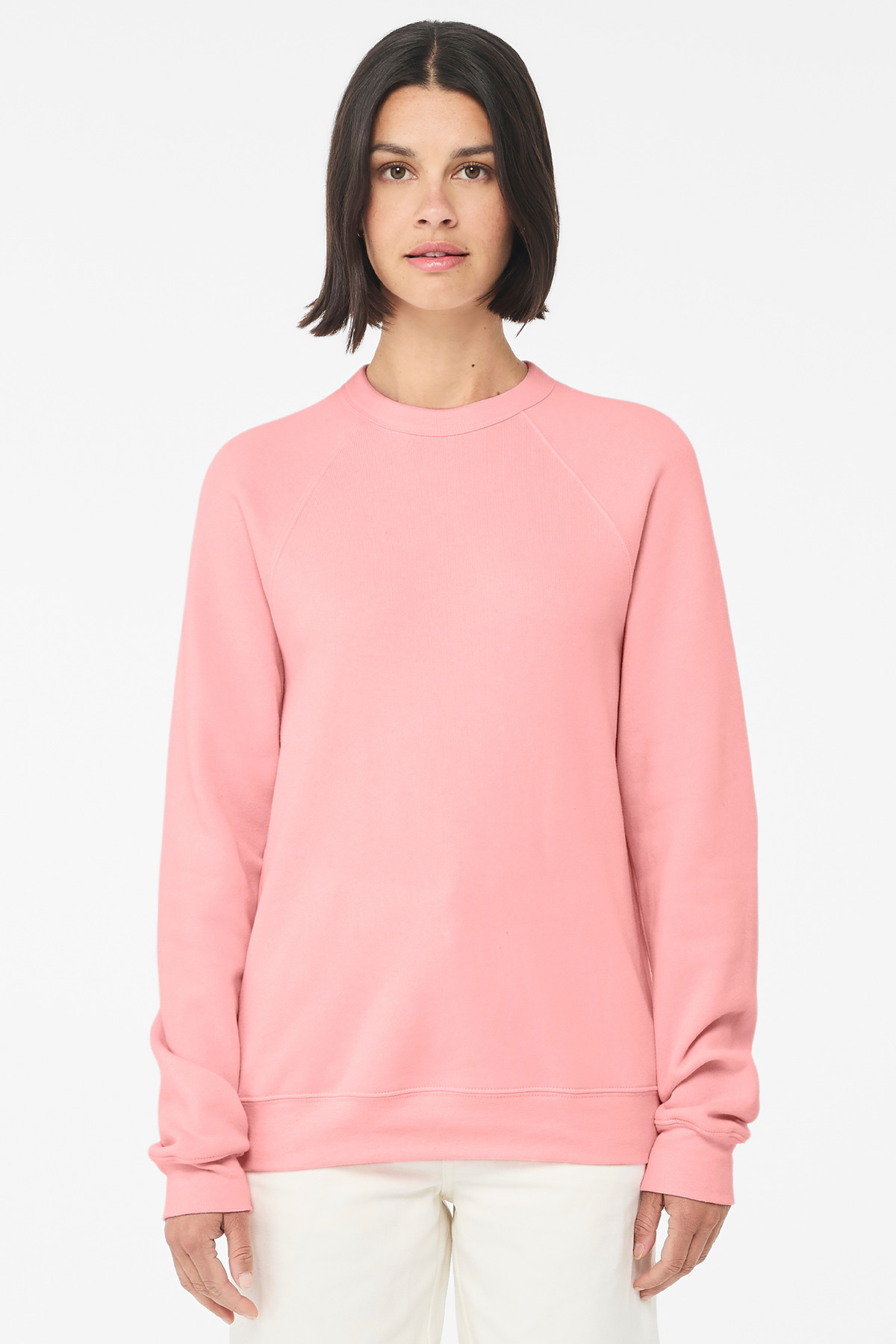 Bella + Canvas BELLA+CANVAS Unisex Sponge Fleece Raglan Sweatshirt. BC3901 in Pink