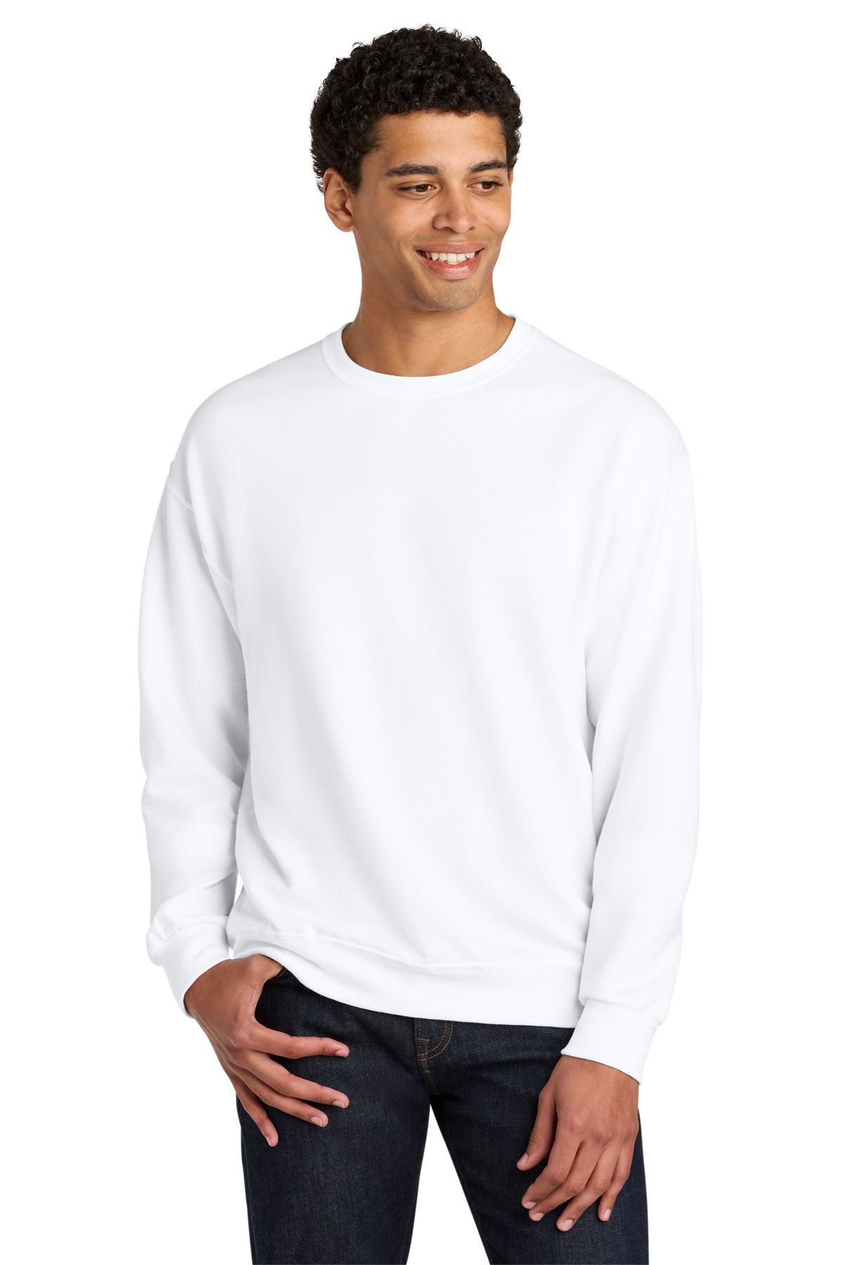 Ultimate Unisex CVC Ring Spun Crewneck Sweatshirt - White