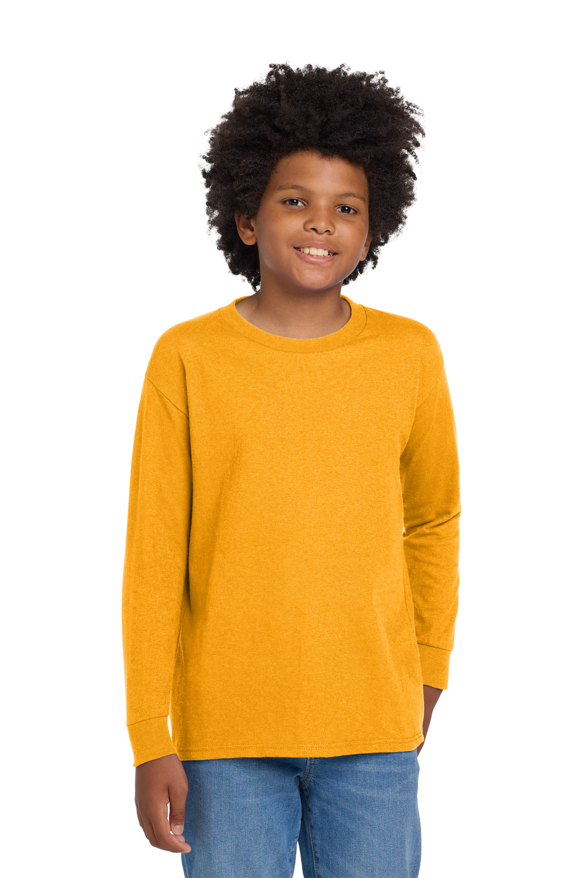 Gildan ® Youth Heavy Cotton ™ 100% Cotton Long Sleeve T-Shirt. 5400B - Gold