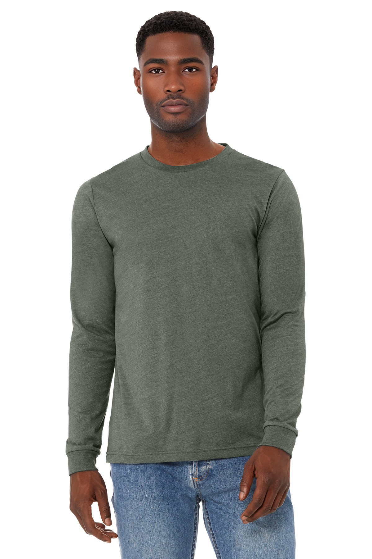 BELLA+CANVAS ® Unisex Heather CVC Long Sleeve Tee BC3501CVC - Heather Military Green
