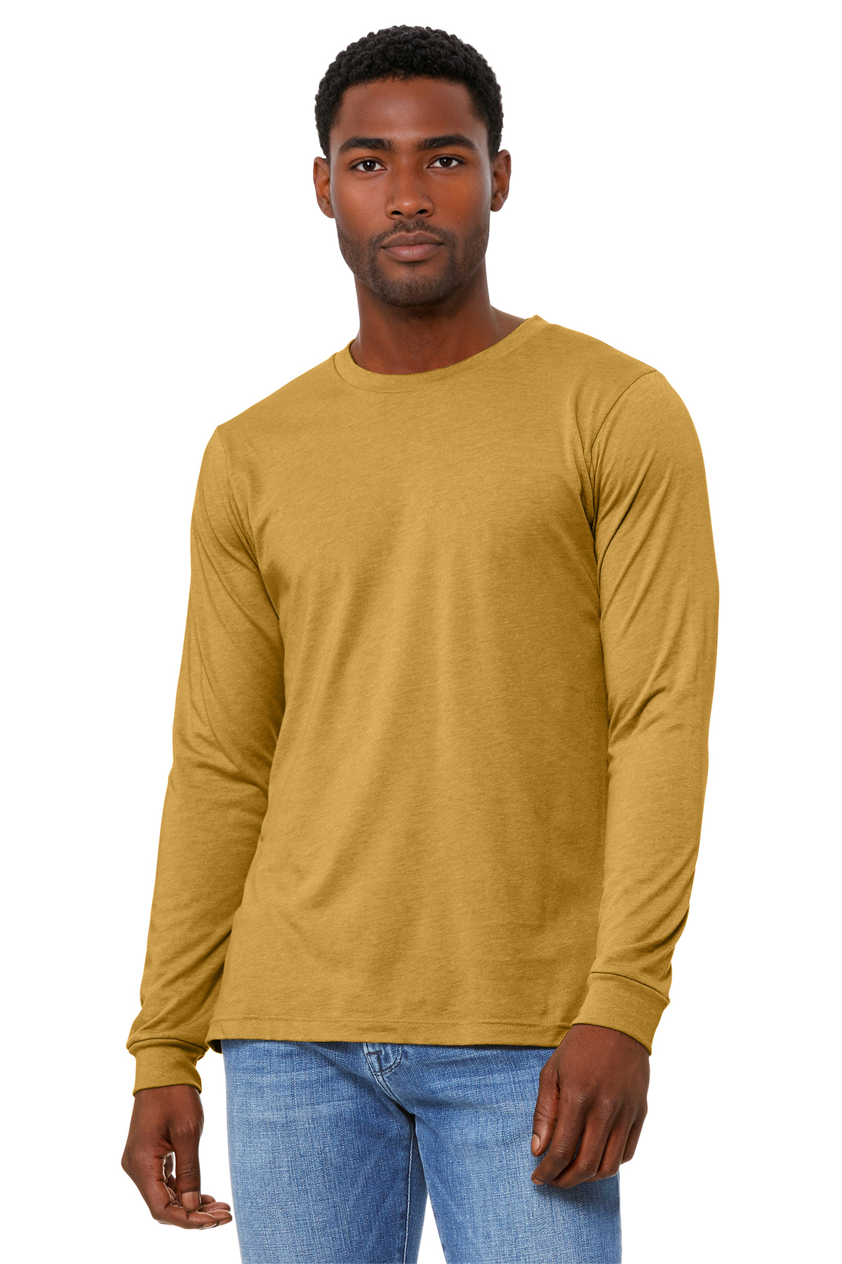 BELLA+CANVAS ® Unisex Heather CVC Long Sleeve Tee BC3501CVC - Heather Mustard