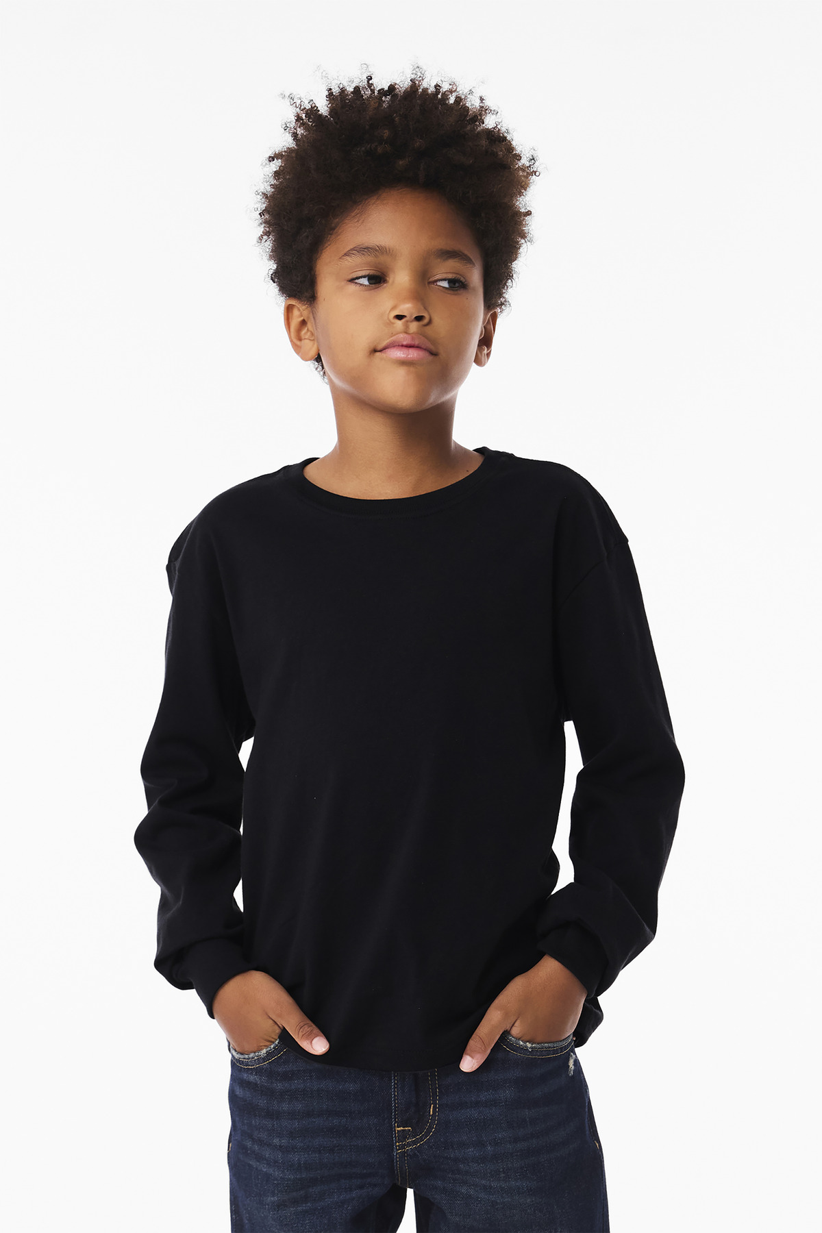 BELLA+CANVAS ® Youth 6-Ounce Heavyweight Long Sleeve Tee BC3511Y - Black