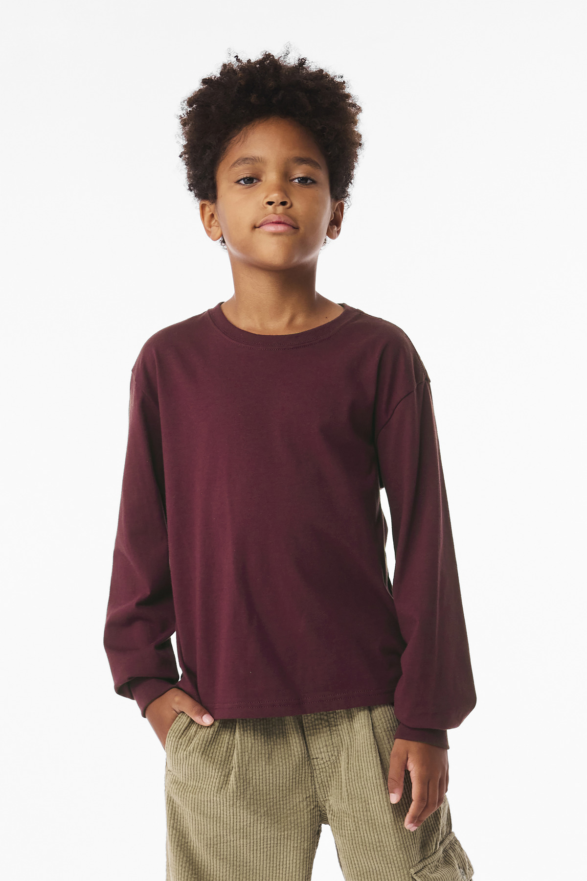 BELLA+CANVAS ® Youth 6-Ounce Heavyweight Long Sleeve Tee BC3511Y - Maroon