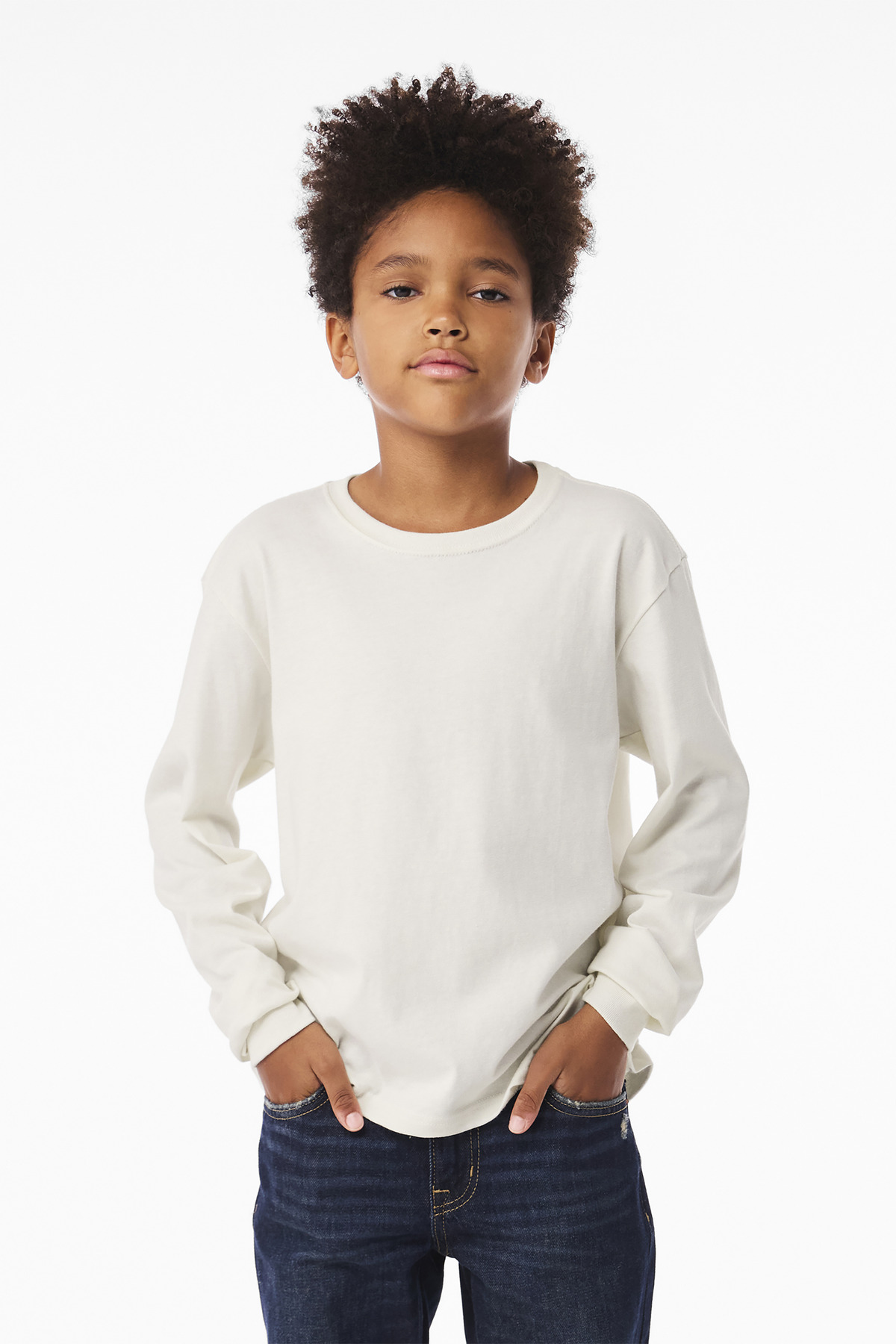 BELLA+CANVAS ® Youth 6-Ounce Heavyweight Long Sleeve Tee BC3511Y - Vintage White