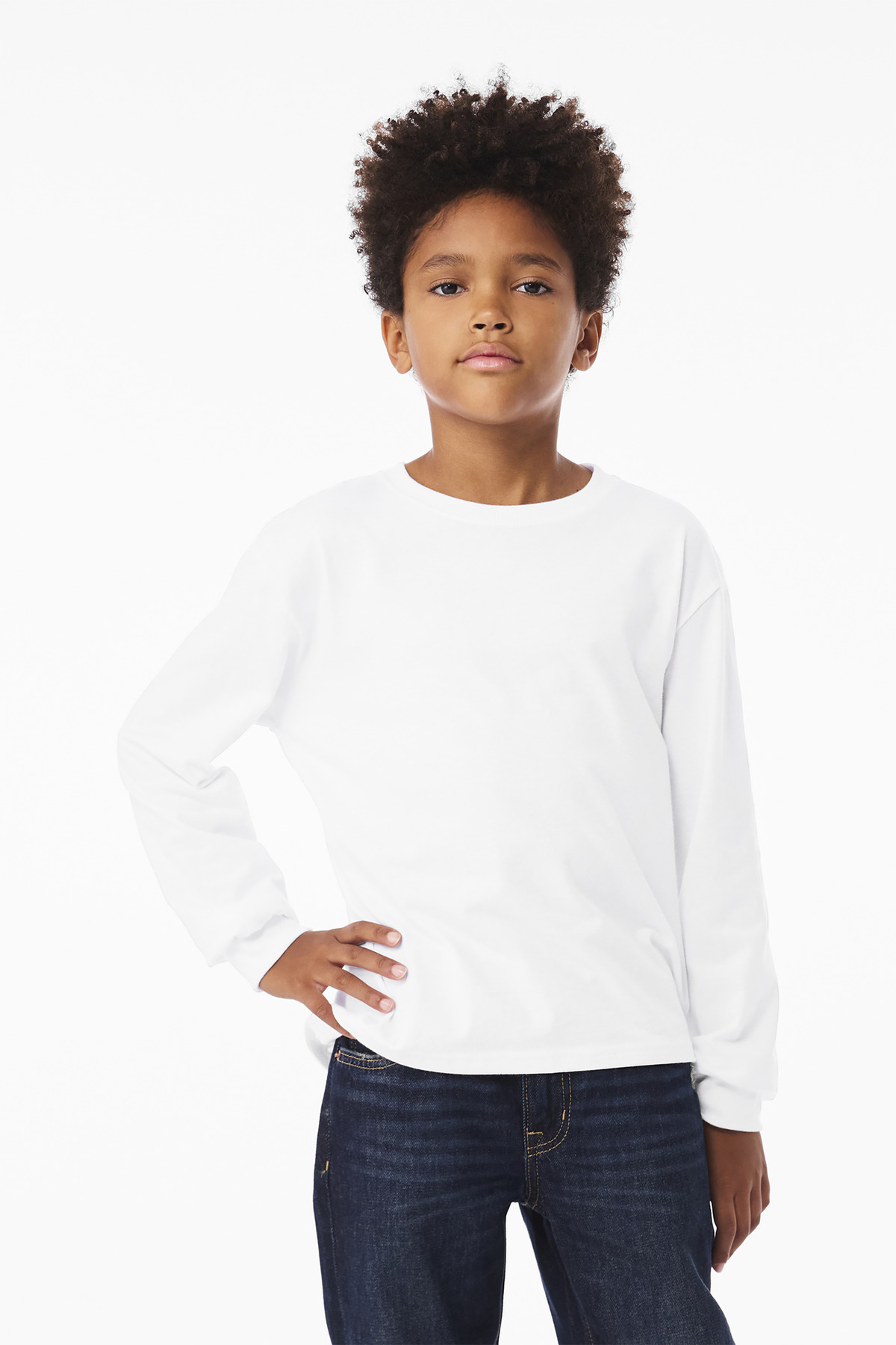 BELLA+CANVAS ® Youth 6-Ounce Heavyweight Long Sleeve Tee BC3511Y - White