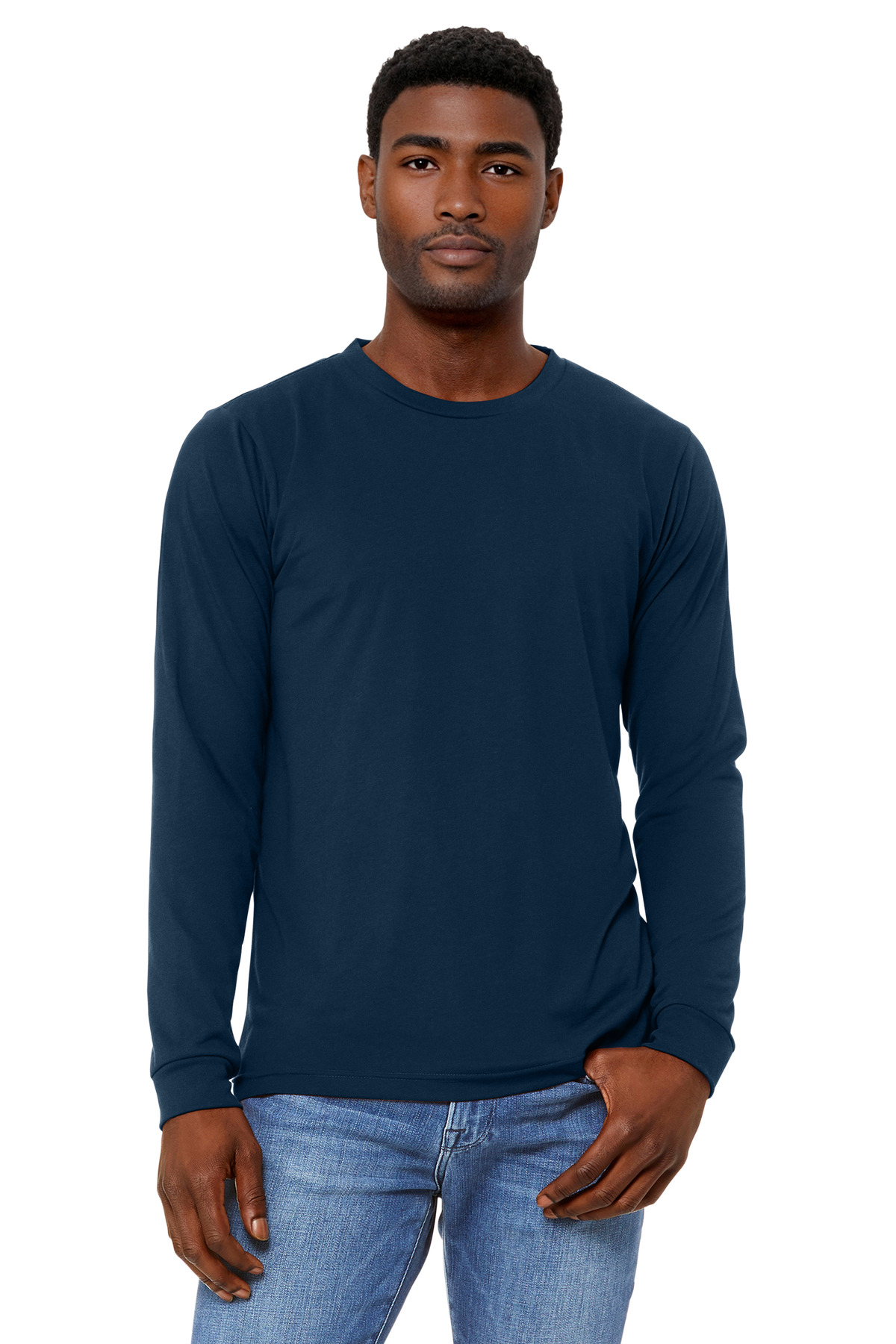 Bella + Canvas BELLA+CANVAS Unisex Triblend Long Sleeve Tee BC3513 in Solid Navy Triblend