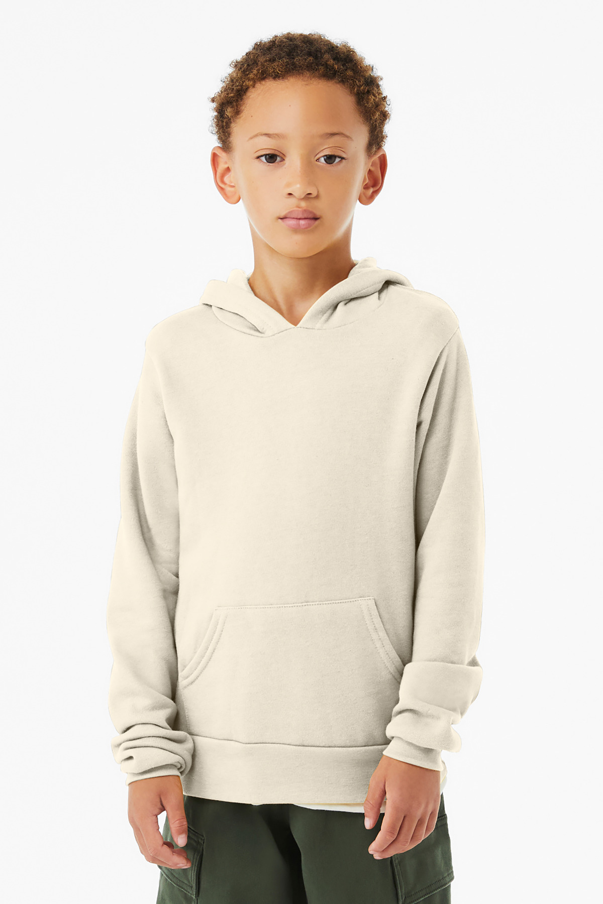 BELLA+CANVAS  ®  Youth Sponge Fleece Pullover Hoodie BC3719Y - Front Model
