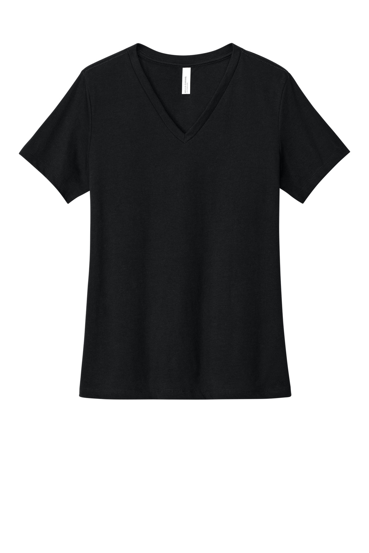 BELLA+CANVAS ® Women's Relaxed Heather CVC V-Neck Tee BC6405CVC - Solid Black Blend