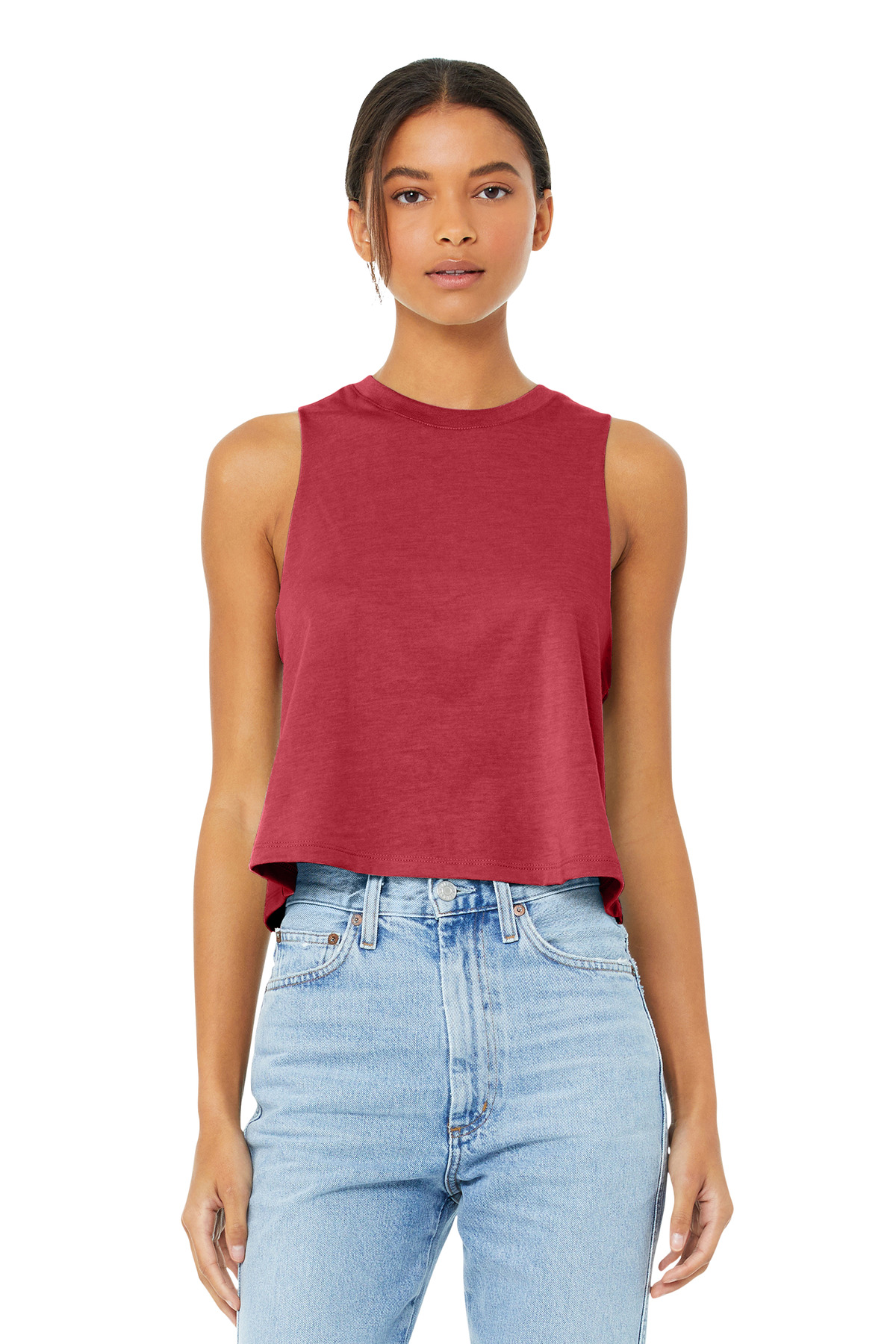 BELLA+CANVAS ® Women's Racerback Cropped Tank. BC6682 - Heather Red