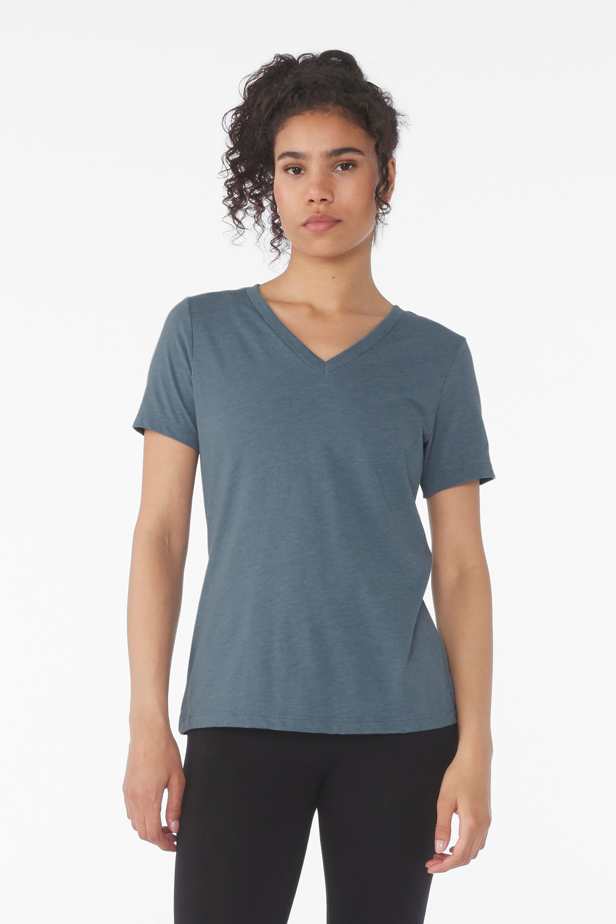 BELLA+CANVAS ® Women's Relaxed Heather CVC V-Neck Tee BC6405CVC - Heather Slate