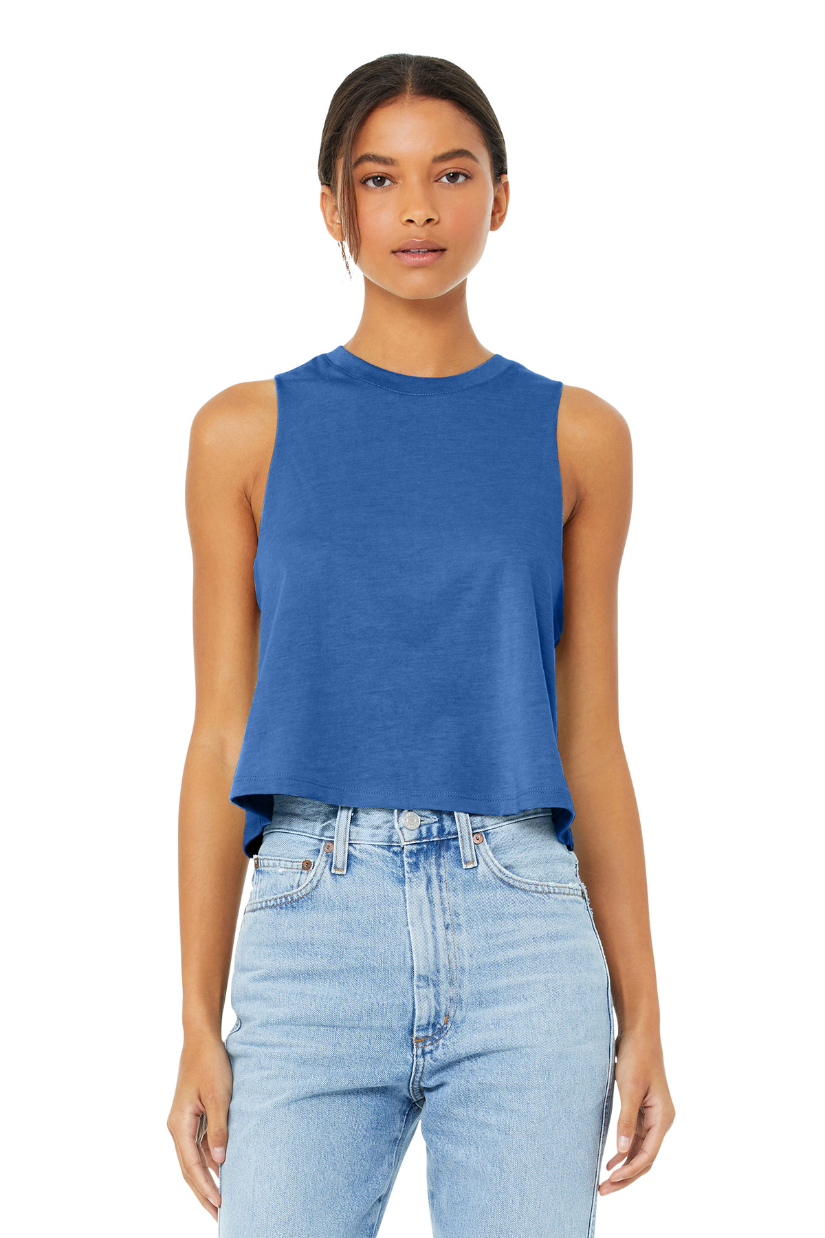 BELLA+CANVAS ® Women's Racerback Cropped Tank. BC6682 - Heather True Royal