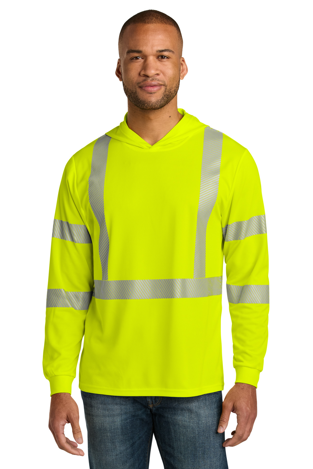 CornerStone ANSI 107 Class 3 Long Sleeve Segmented Tape Hooded Tee CS208 - Image 2