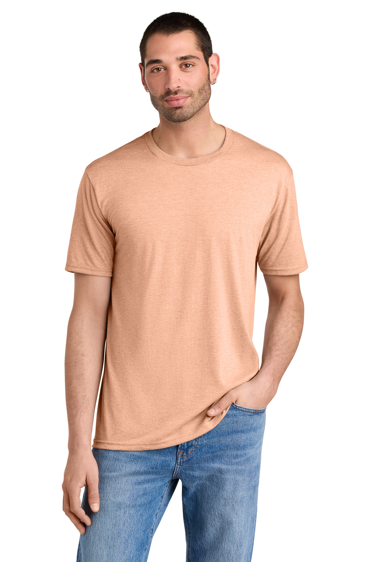 District ® Perfect Tri ® Tee. DM130 - Heathered Dusty Peach