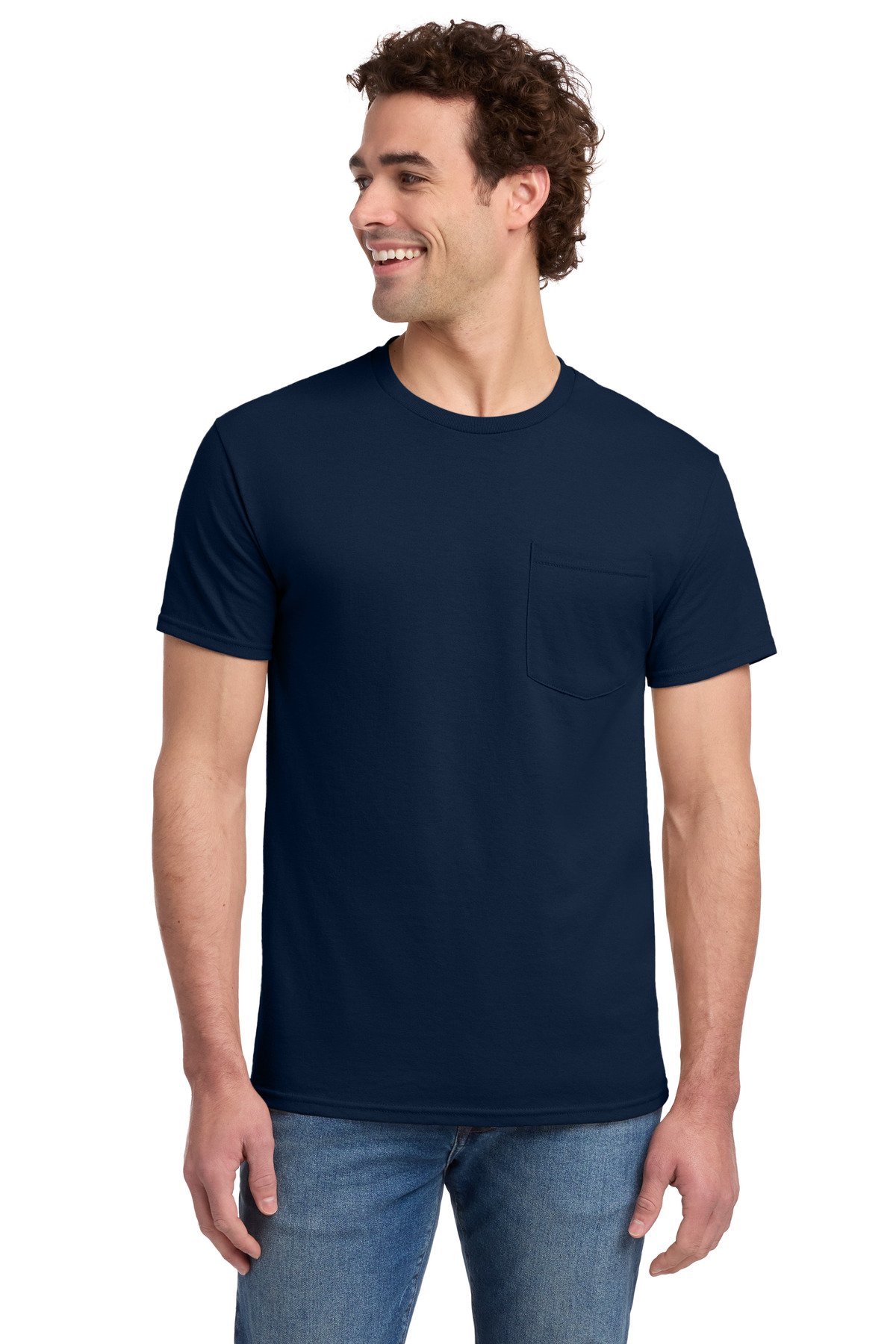 Jerzees ® - Dri-Power ® 50/50 Cotton/Poly Pocket T-Shirt. 29MP - J. Navy