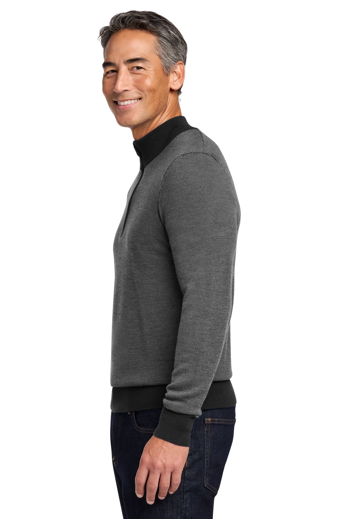 Brooks Brothers Washable Merino Birdseye 1/4-Zip Sweater BB18412