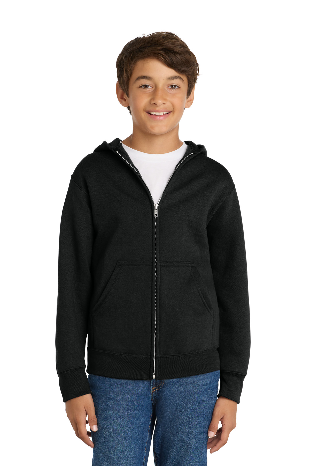 Port & Co PC78YZH — Port & Co Youth Core Fleece Full-Zip Hooded Sweatshirt PC78YZH