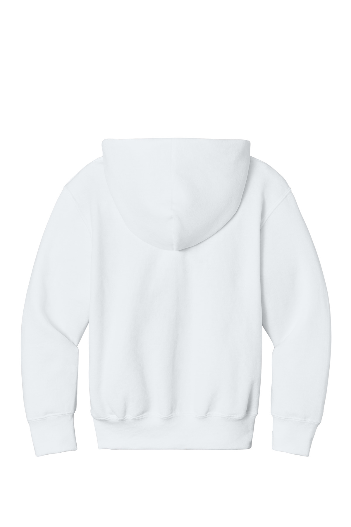 Port & Co Youth Core Fleece Full-Zip Hooded Sweatshirt PC78YZH in White — Back