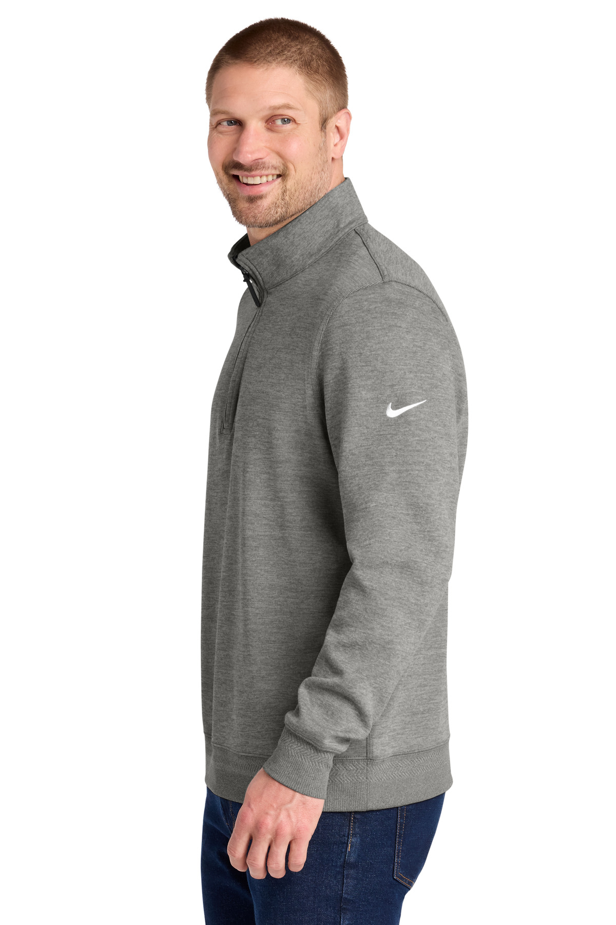 Nike Dri-FIT Corporate 1/2-Zip NKFD9892 in Grey — Left sleeve