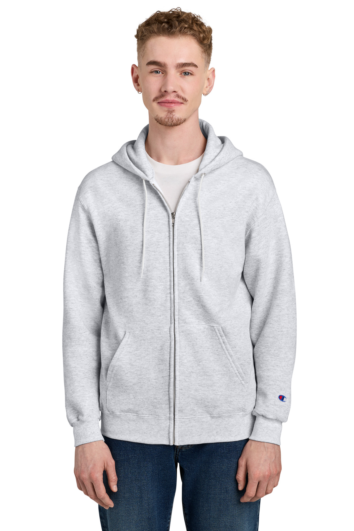 Champion Champion Powerblend Full-Zip Hoodie. S800 in Silver Grey
