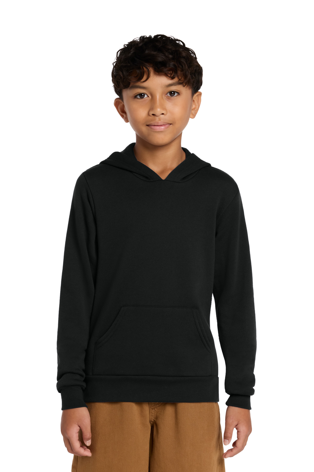 Bella + Canvas BC3719Y Youth Sponge Fleece Pullover Hoodie in Black — front