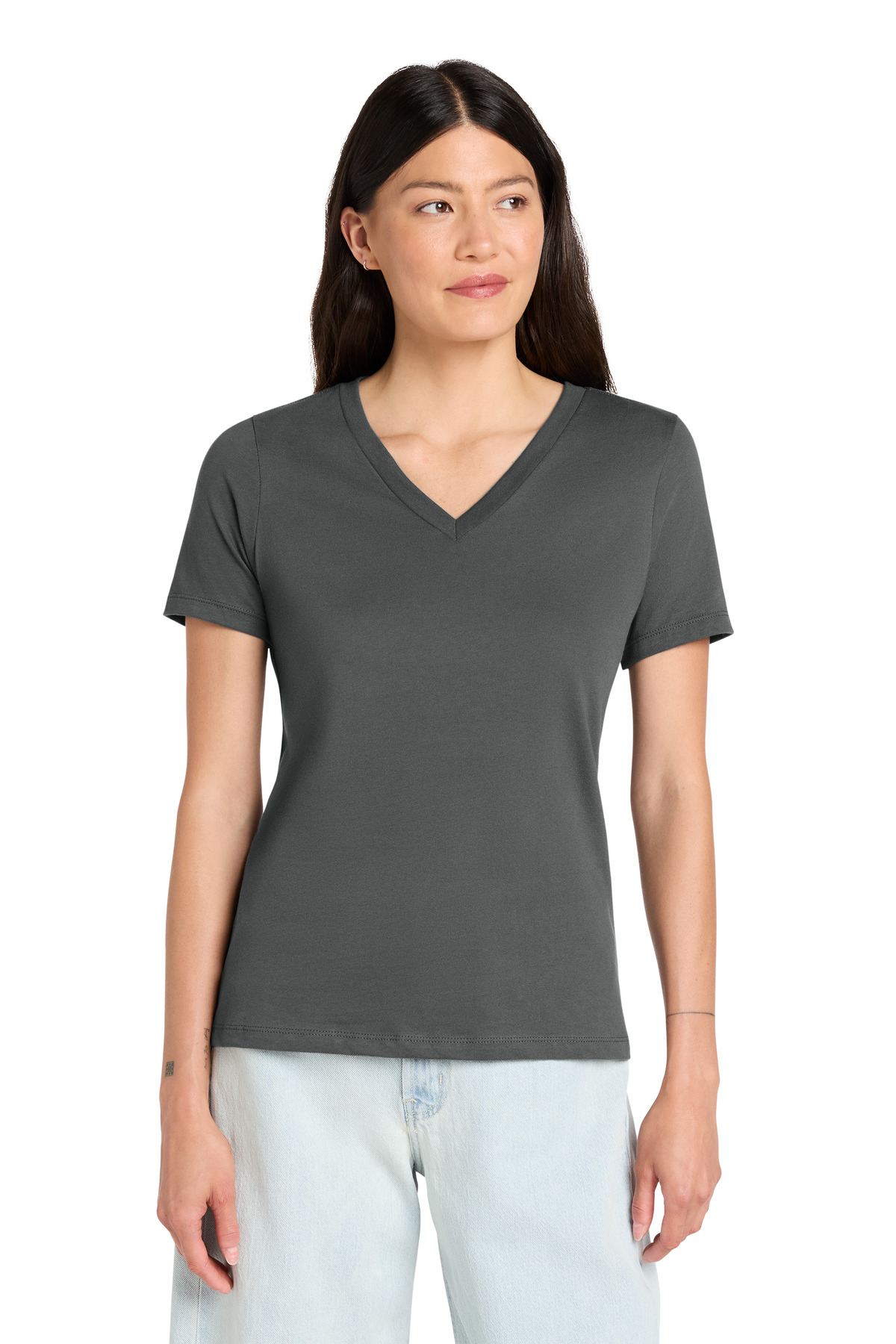 BELLA+CANVAS Women's Relaxed Jersey Short Sleeve V-Neck Tee. BC6405 in Asphalt