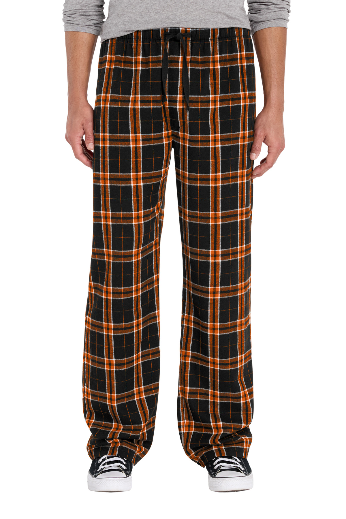 District District Flannel Plaid Pant. DT1800 in Black/ Orange
