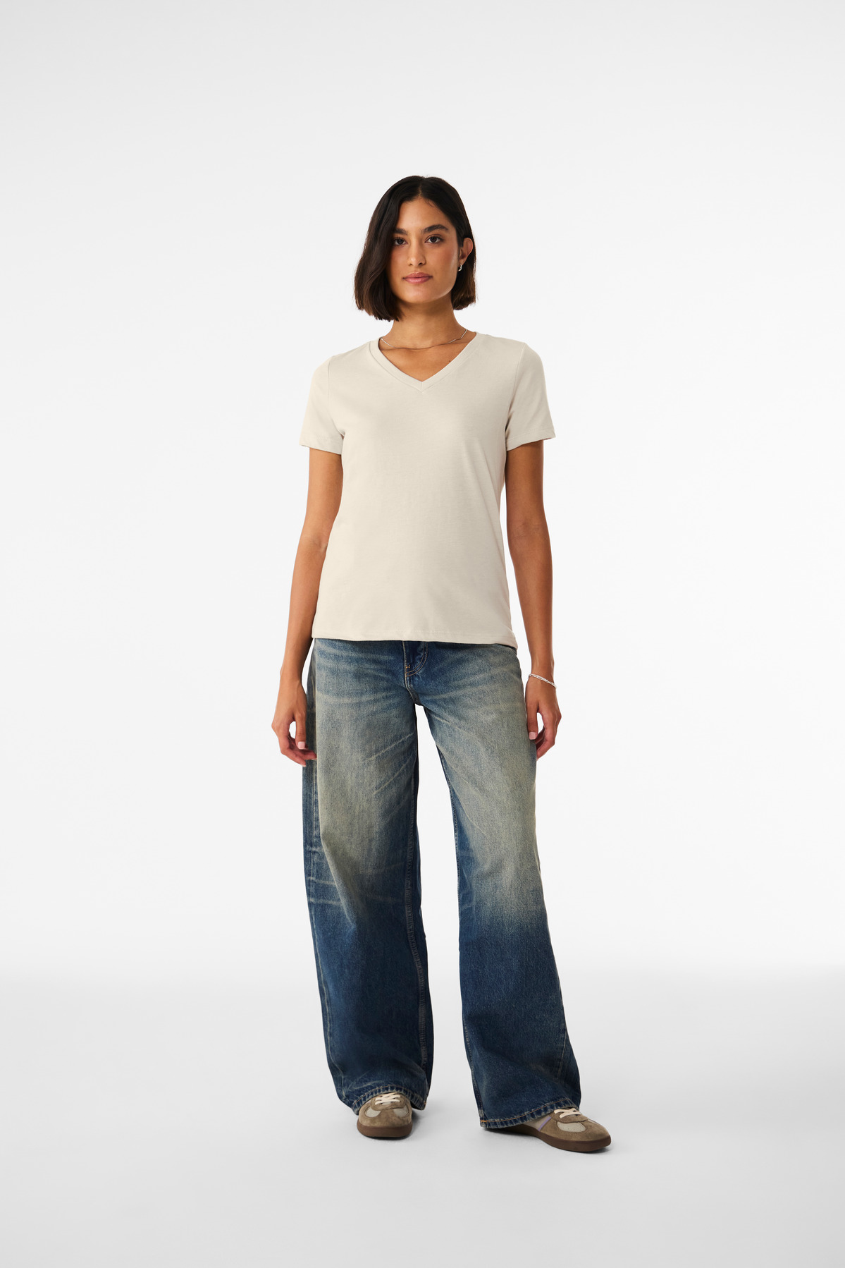Bella + Canvas BELLA+CANVAS Women's Relaxed Heather CVC V-Neck Tee BC6405CVC in Heather Dust