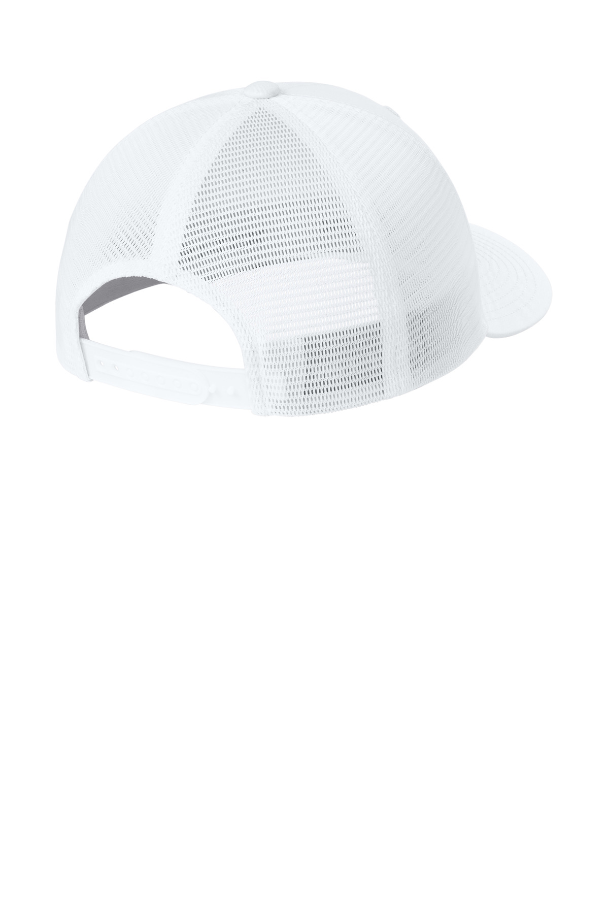 Sport-Tek Stretch-Tek Snapback Trucker Cap STC74 in White/ White — Back