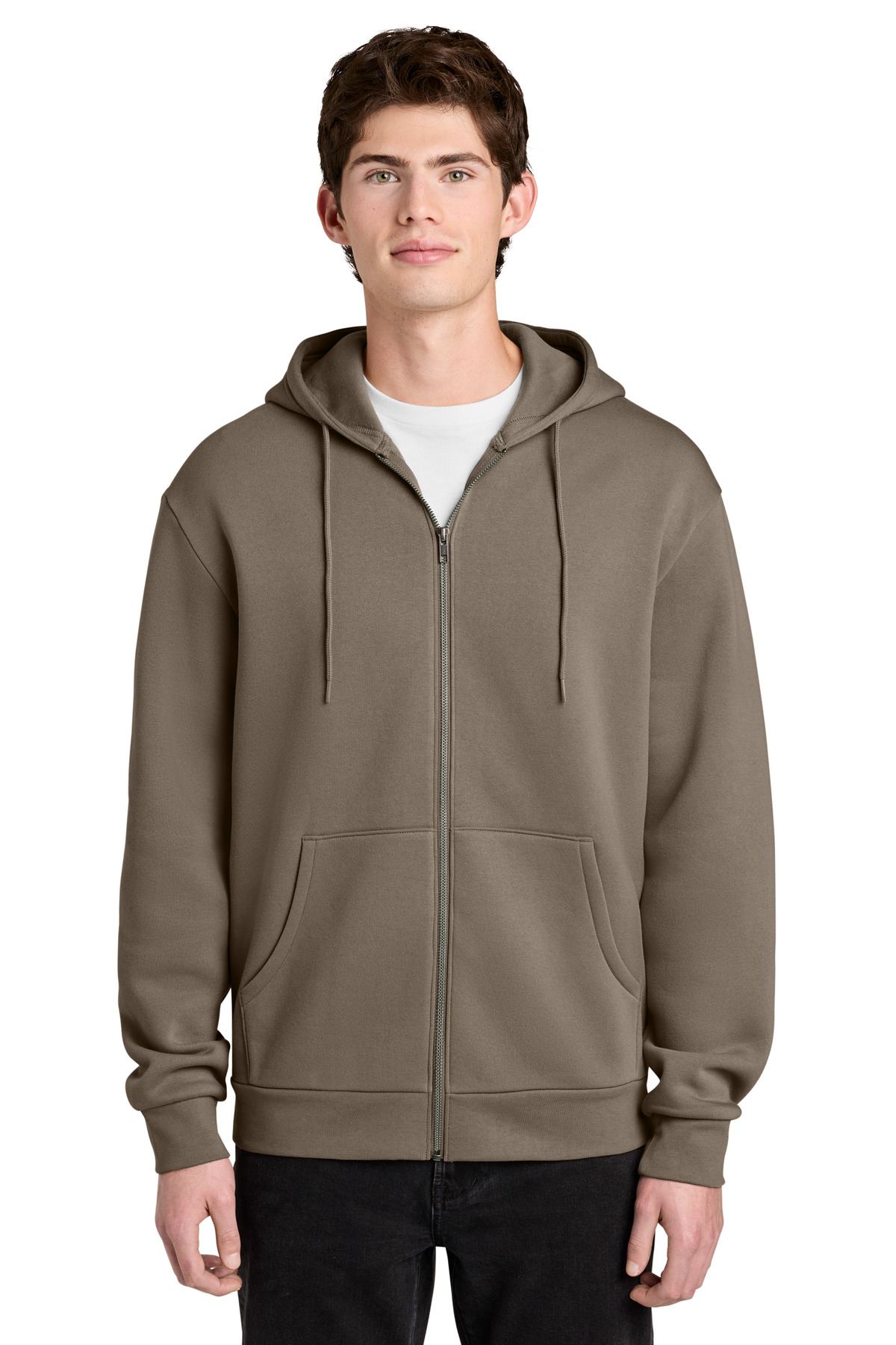District District MelloFleece Full-Zip Hoodie DT6702 in Warm Taupe