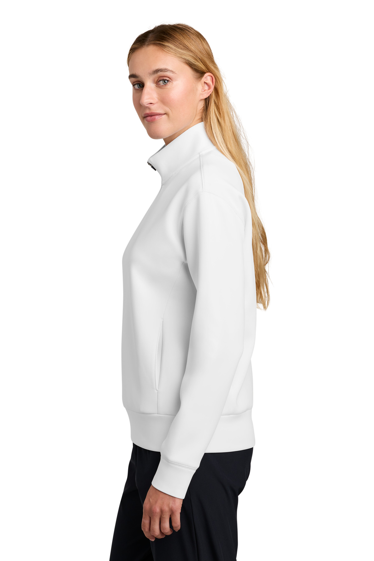 Sport-Tek Women's Pro Perform 1/4-Zip LST581 in White — Left sleeve
