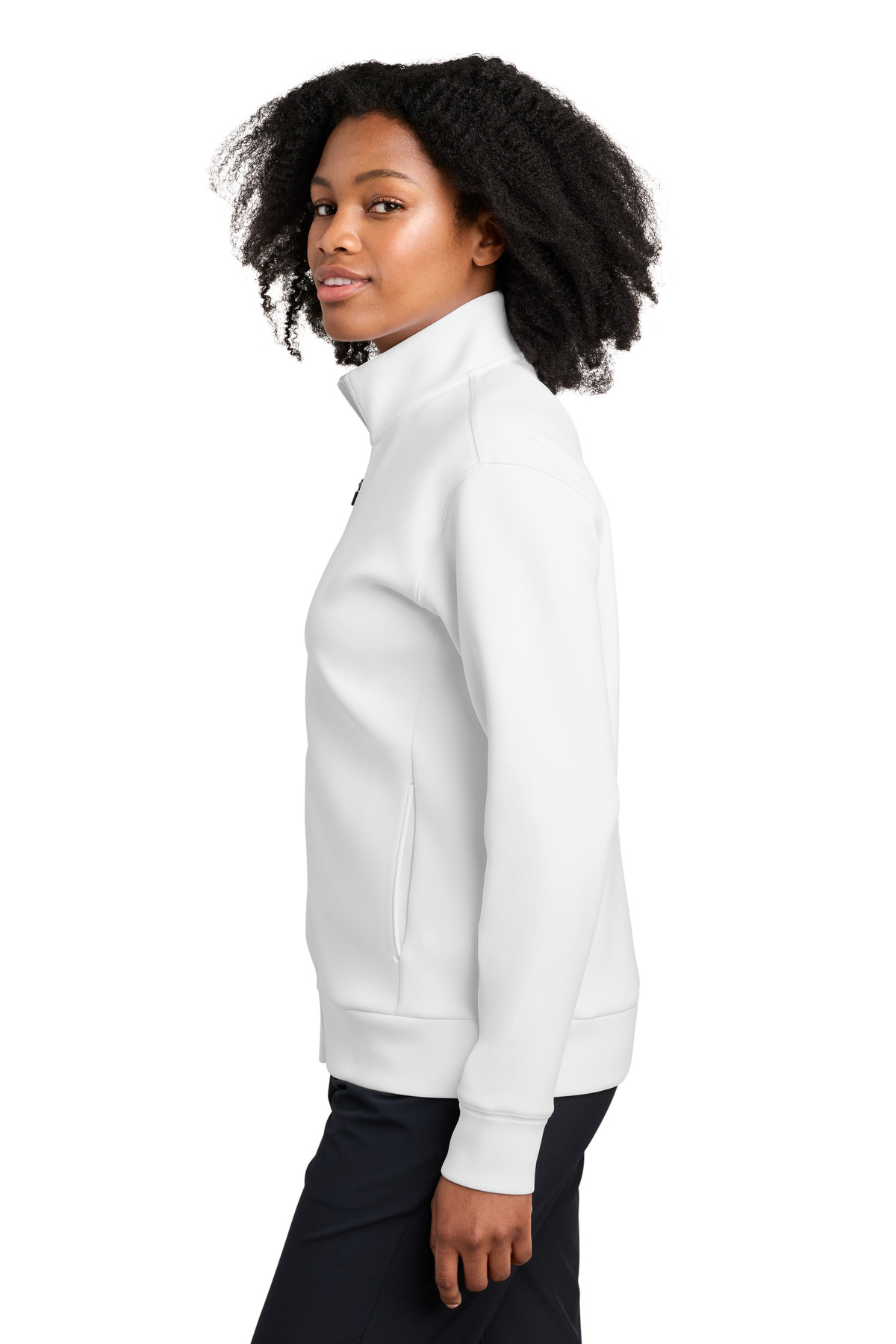 Sport-Tek Women's Pro Perform Full-Zip LST582 in White — Left sleeve
