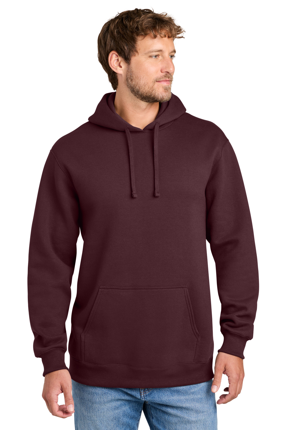 Port & Co Port & Co Foundation Fleece Pullover Hooded Sweatshirt PC107H in Athletic Maroon
