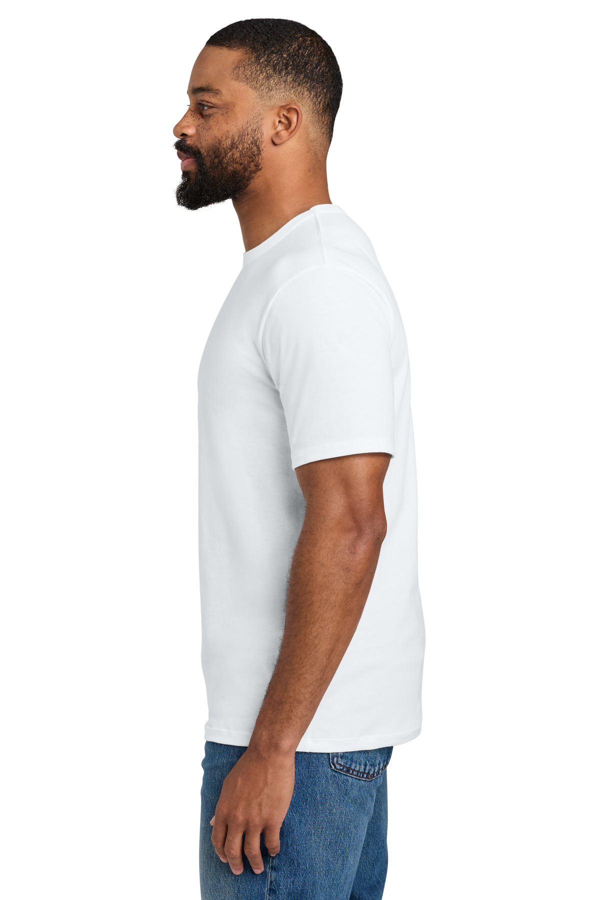 Port & Co Fan Favorite Varsity Tee PC460 in White — Left sleeve
