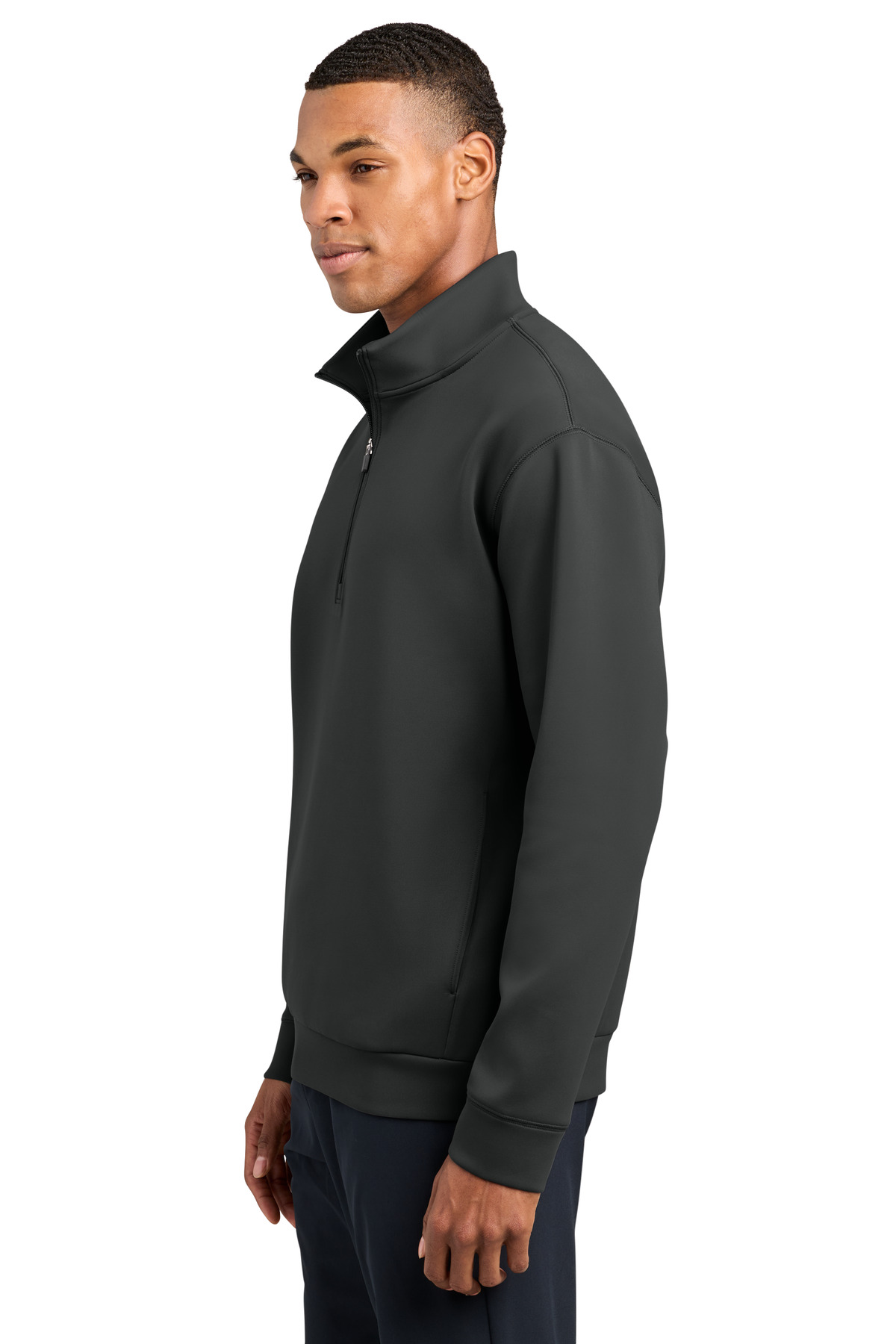 Sport-Tek Pro Perform 1/4-Zip ST581 in Iron Grey — Left sleeve