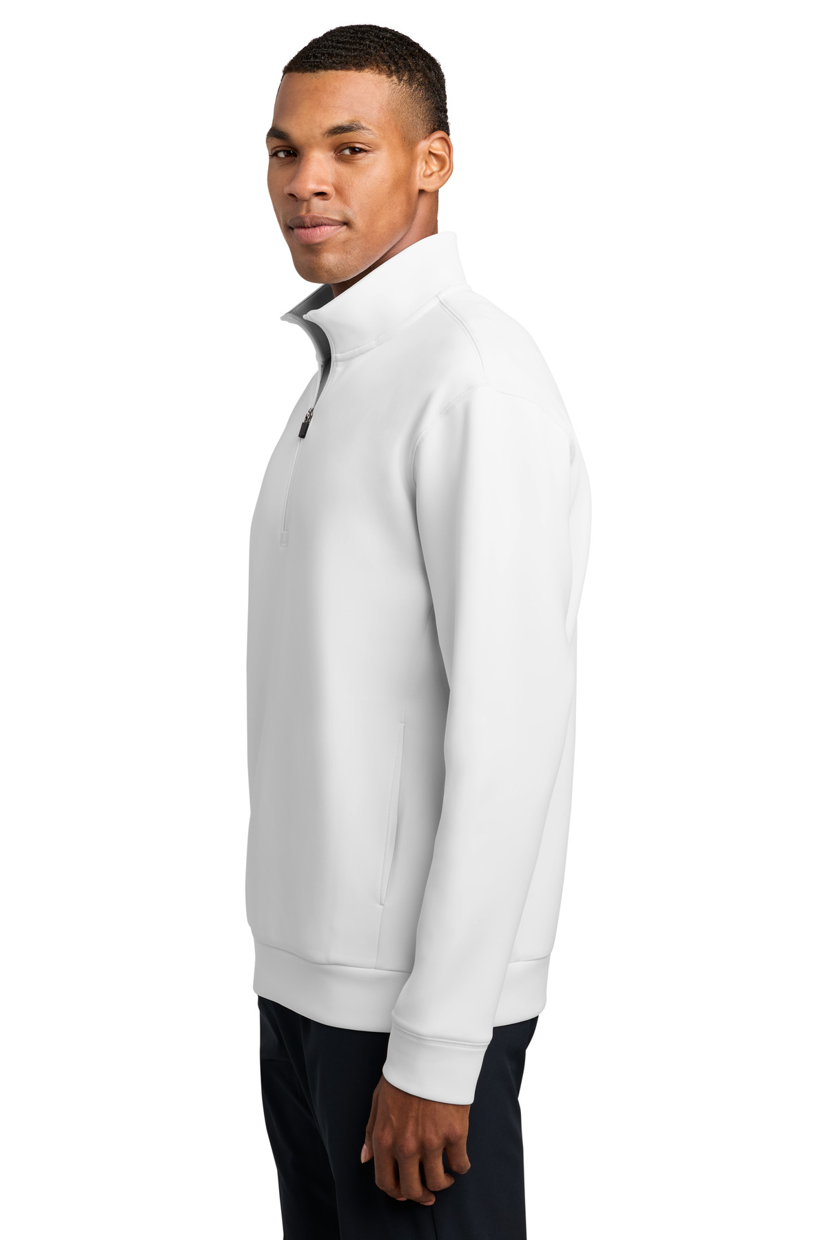 Sport-Tek Pro Perform 1/4-Zip ST581 in White — Left sleeve
