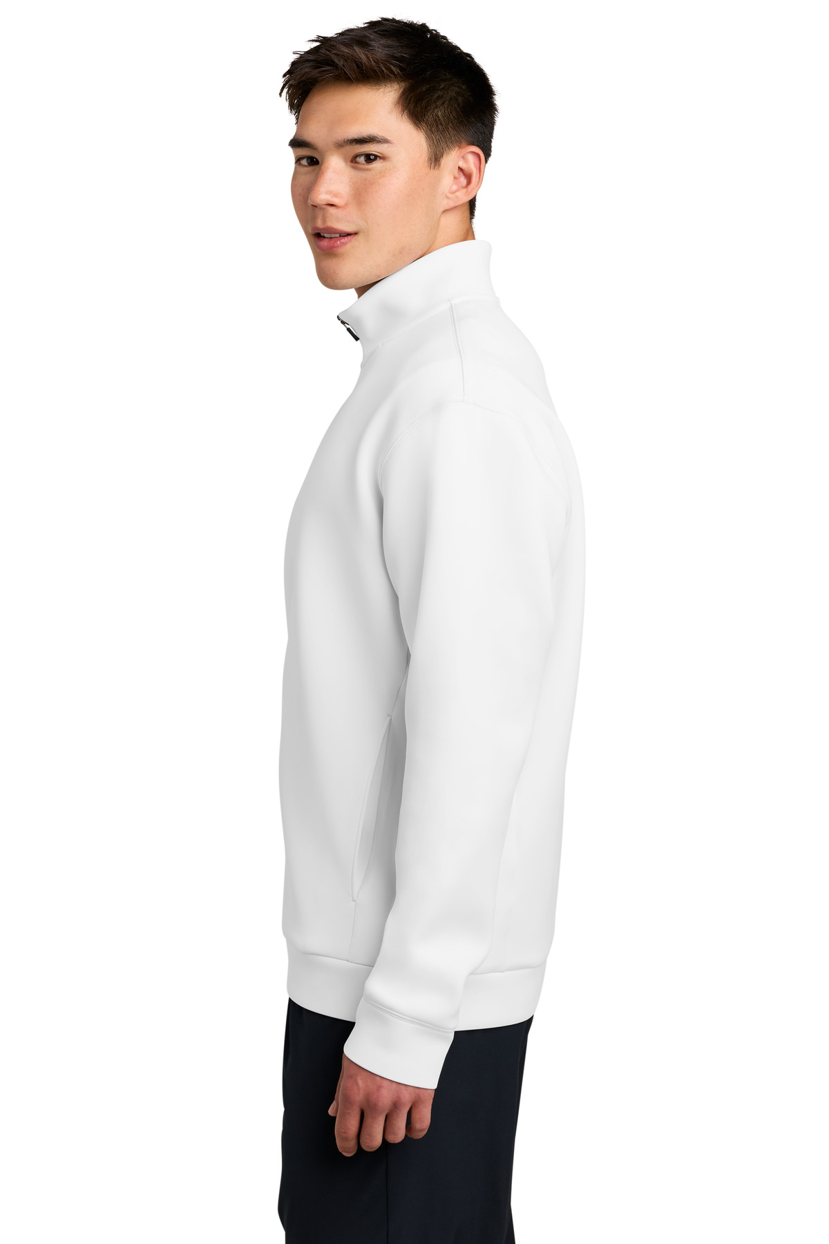 Sport-Tek Pro Perform Full-Zip ST582 in White — Left sleeve
