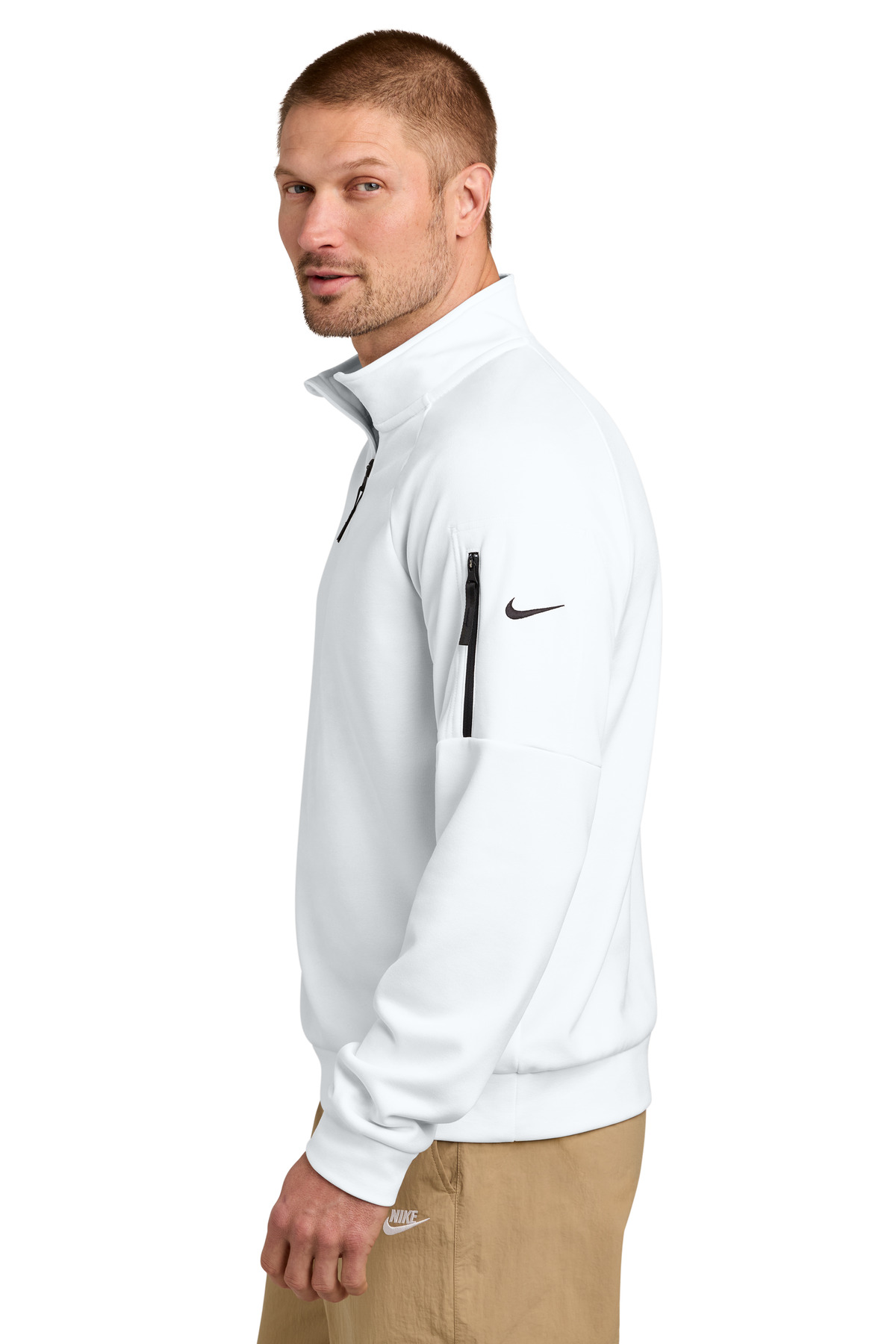 Nike Therma-FIT Pocket 1/4-Zip NKIO8125 in White — Left sleeve