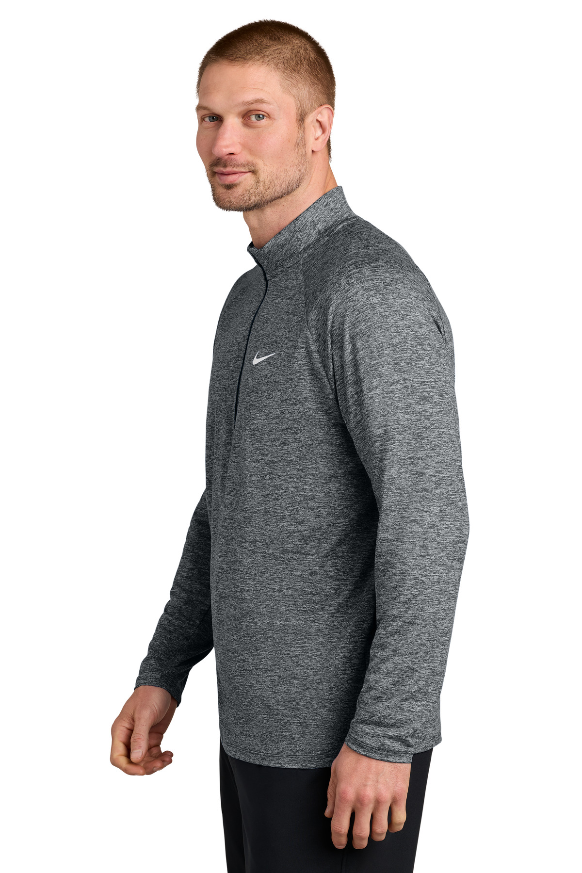 Nike Dri-FIT Stride 1/2-Zip NKIO8137 in Black Heather — Left sleeve