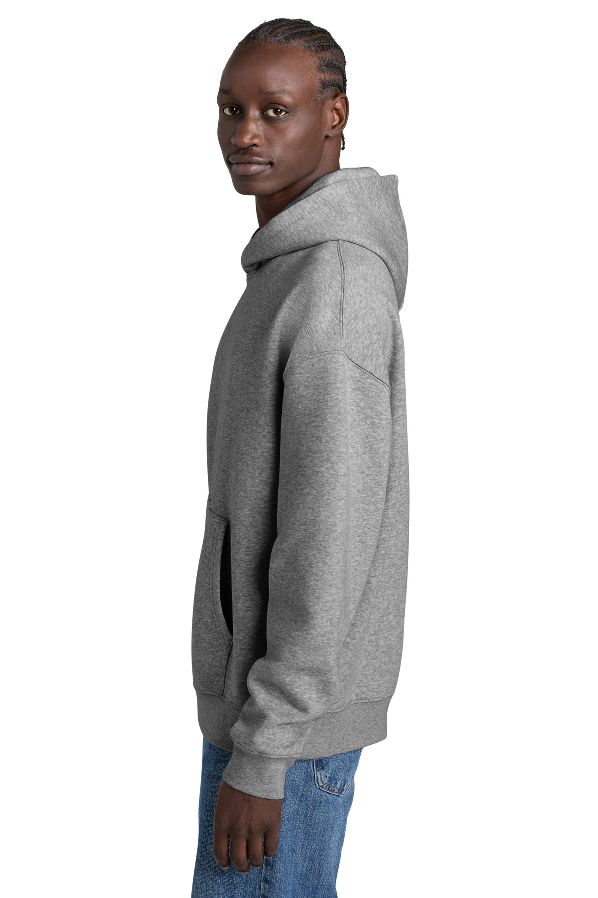 Stanley/Stella Unisex Chaser Hooded Sweatshirt SXU038 in Heather Grey — Left sleeve