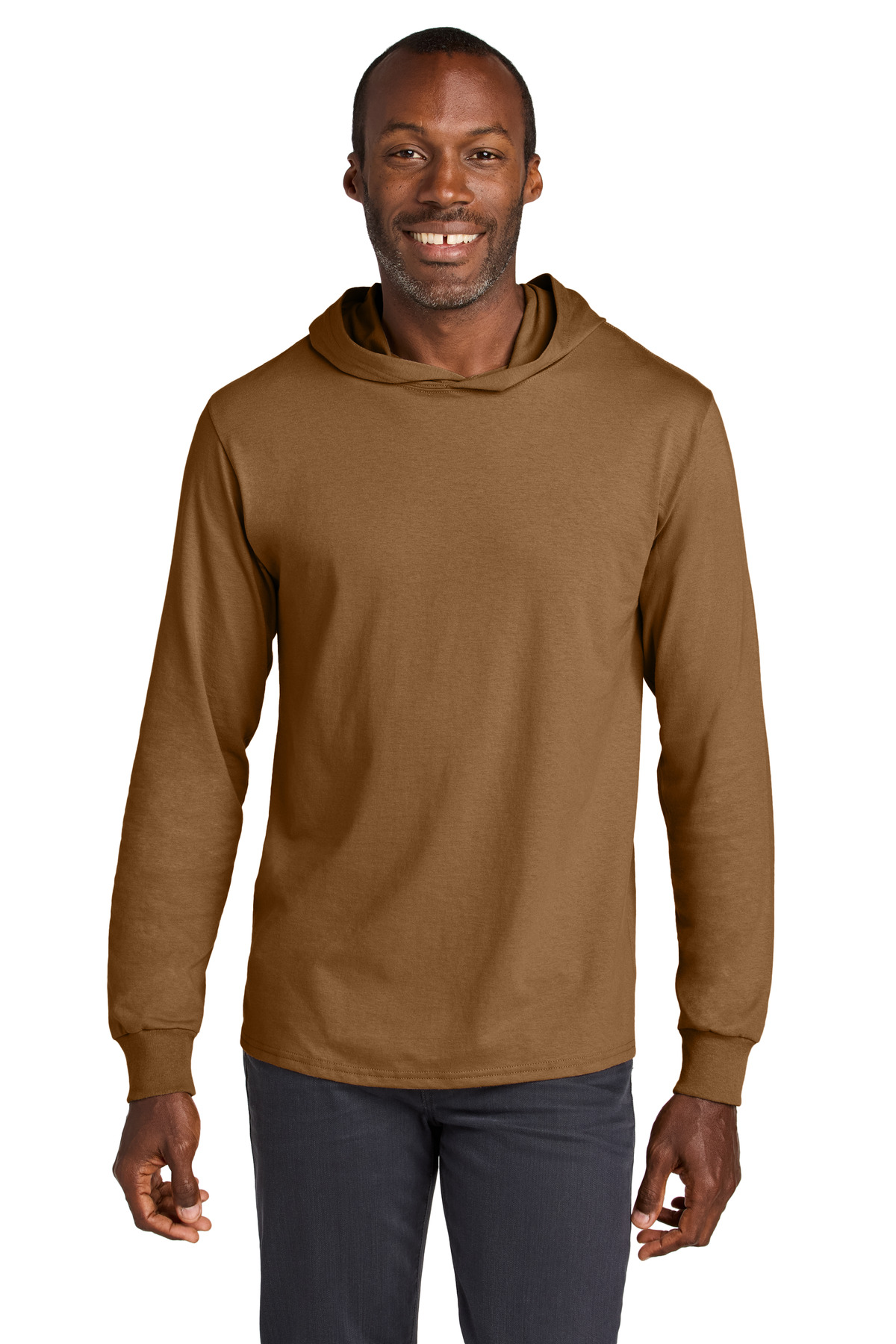 Jerzees Jerzees Classics Unisex Cotton Long Sleeve Hooded T-Shirt 363LH in Golden Pecan