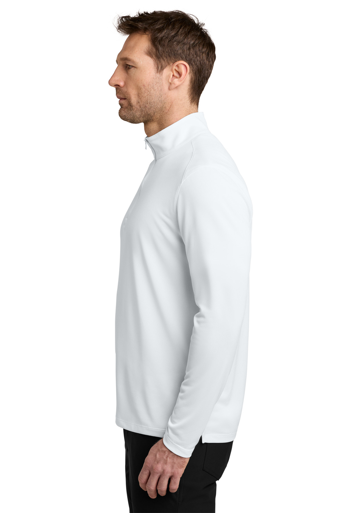 Port Authority Wearever Performance Pique 1/4-Zip K241 in White — Left sleeve
