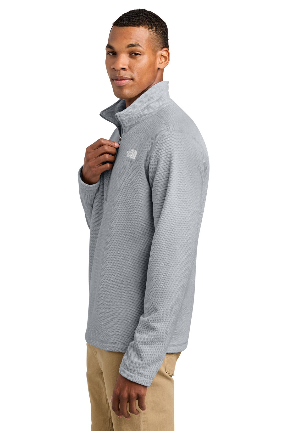 The North Face Textured Pine Grove 1/2-Zip NF0A8JF6 in TNF Light Grey Heather — Left sleeve
