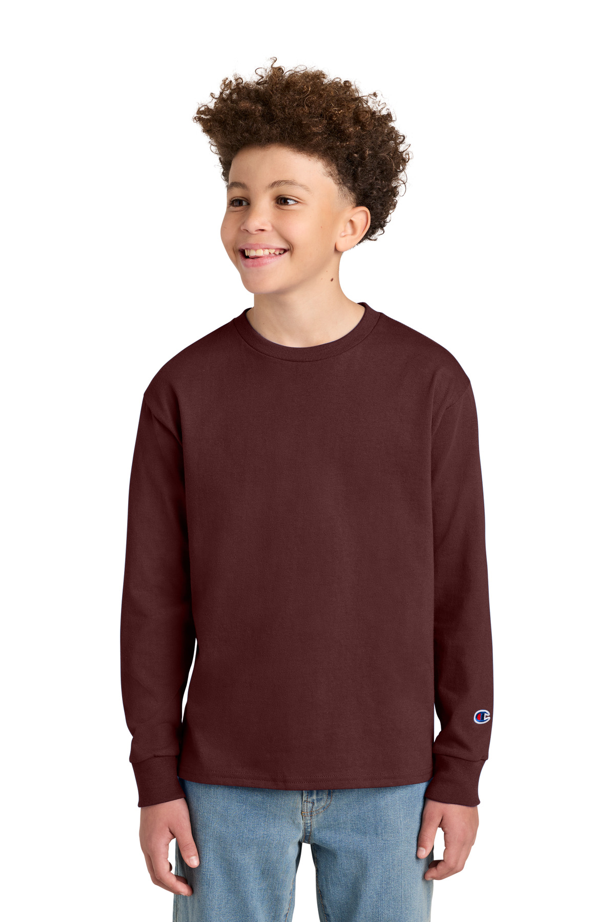 Champion Champion Youth Jersey Long Sleeve Tee CH1751 in Maroon