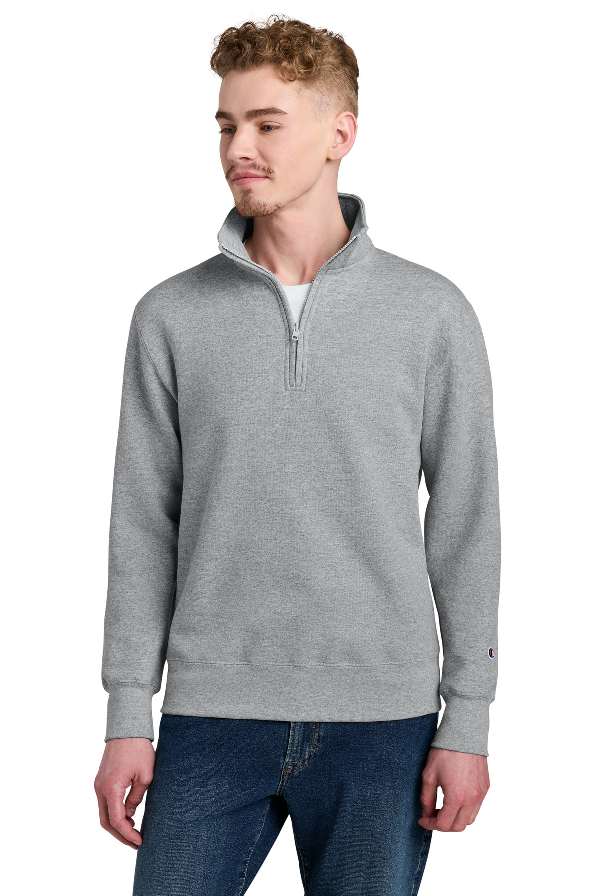 Champion Champion Powerblend 1/4-Zip Sweatshirt S450 in Light Steel