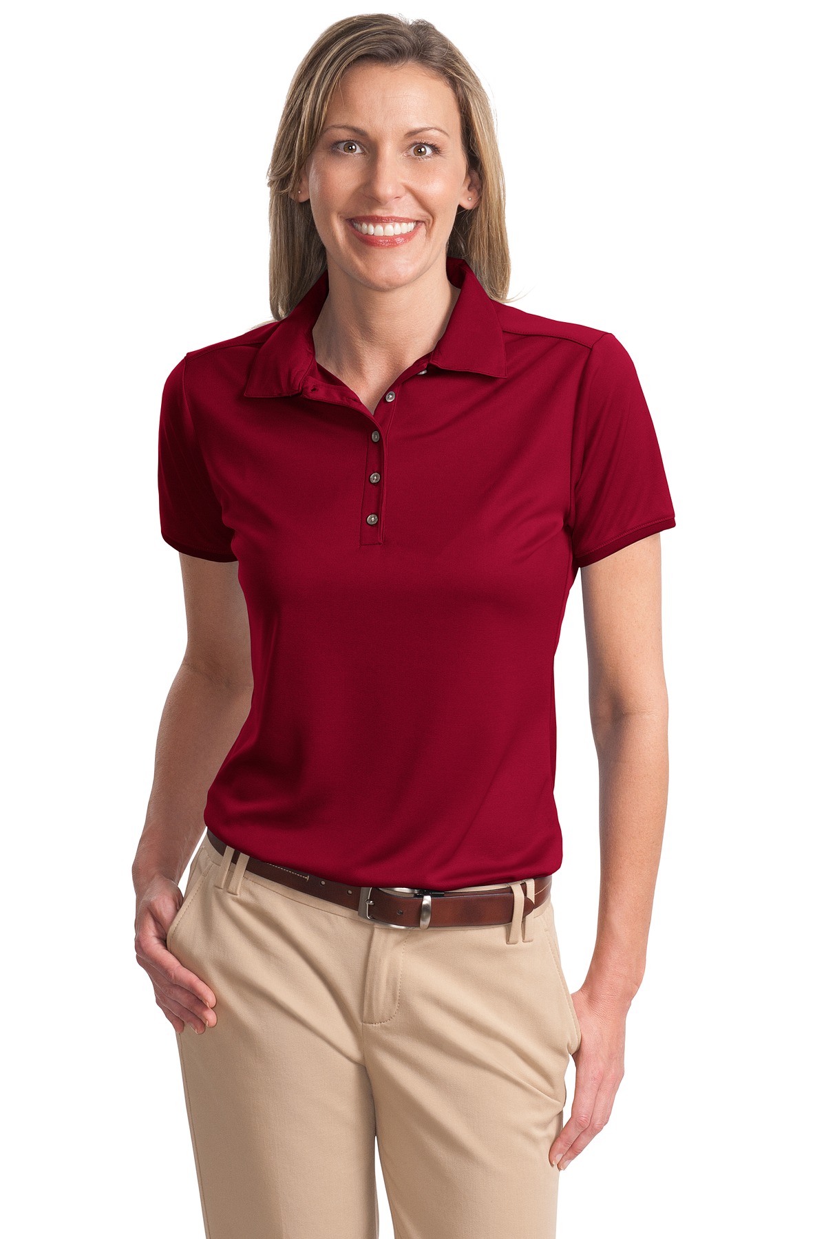 CLOSEOUT Port Authority Ladies Poly-Charcoal Birdseye Jacquard Polo. L498