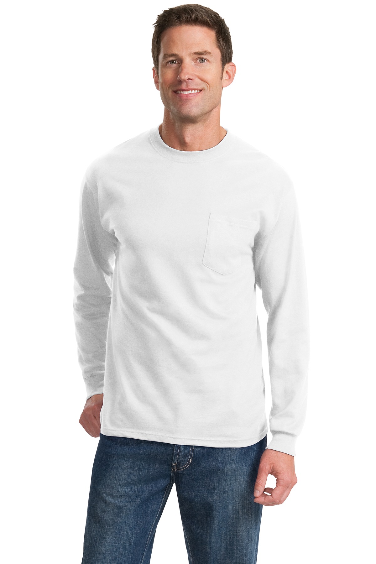 Port and Company Tall Long Sleeve Essential Pocket Tee. PC61LSPT