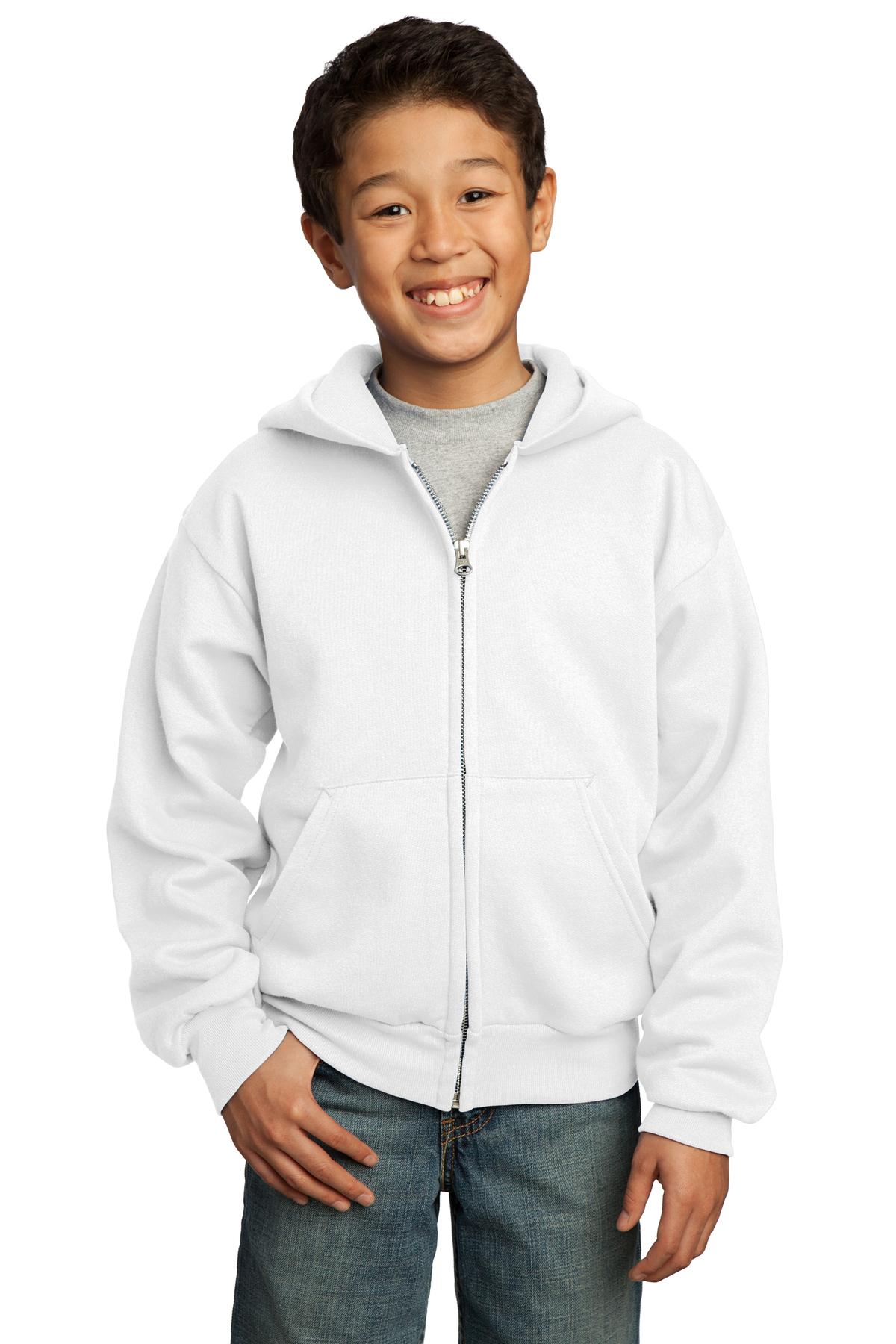 Port & Company - Youth Core Fleece Full-Zip Hooded Sweatshirt-Port &#38; Company